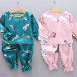 bebé niños niñas niños de dibujos animados impresión ropa de dormir conjunto de manga larga blusa tops+pantalones pijamas