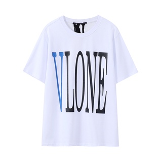 VLONE Street Hip Hop Couples Fashion Cotton3m White Viper Winding Blue Big V Printing Short-sleeved T-Shirts Casual All-match Plus Size Unisex