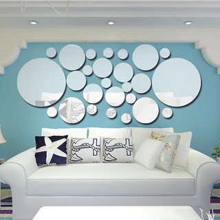 26 Pzs Pegatinas De Pared Para Azulejos De Espejo Círculo Arte Adhesivo En El Dormitorio Decoración Del Hogar dstoolsVipmall