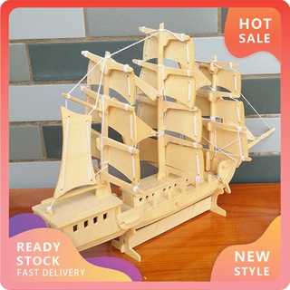 yx-mo diy asamblea de madera 3d velero barco rompecabezas modelo niños juguete artesanía decoración de escritorio