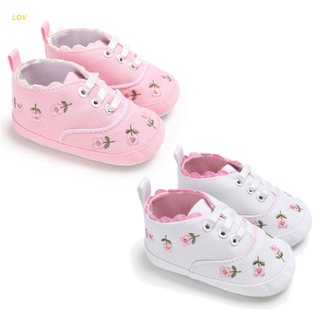 Lov zapatos para bebé niña De encaje blanco Bordada suave primeros pasos