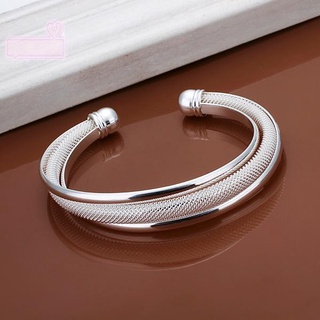Nueva joyería de moda de plata esterlina 925 borde de alambre de apertura de red ajustable brazalete para mujeres regalo
