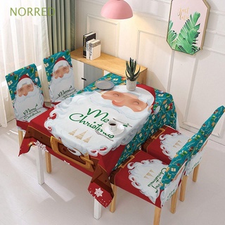 NORRED Home Chair Cover Santa Claus Dinning Table Cover Tablecloth New Year Elastic Rectangular Waterproof Kitchen Washable Christmas Decoration