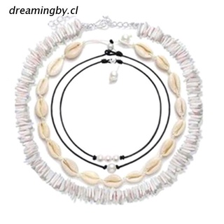 dreamingby.cl 4 unids/set simple moda mujer shell gargantilla irregular roto seashell collar conjunto de joyería