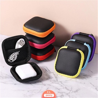 PEONYFLOWER Multi-function Earphone Case Pocket Organizer Box Headphone Accessories Portable Earbuds Cable Box Hard Square Shaped Storage Bag/Multicolor