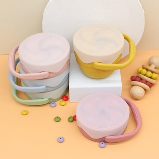 Bebé niños de silicona Snack taza de alimentos caja de almacenamiento de Color sólido bebé Snack taza portátil niños Snacks contenedor con tapa