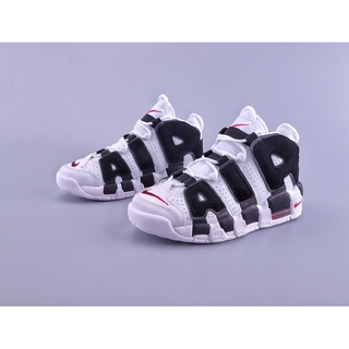 100% Nike zapatos de baloncesto Nike Air More Uptempo moda Unisex zapatos Kasut deporte zapatos blanco y negro