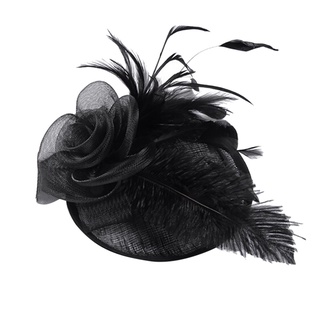 Fashion Women Fascinator Mesh Hat Ribbons And Feathers Wedding Party Hat