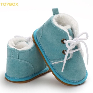 Invierno Azul Macho Y Mujer Bebé Caliente Botas De Suela De Goma Antideslizante Zapatos De 0-1 Año De Edad Juguete Caja De Juguetes
