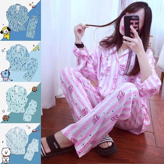 2021 nuevo KPOP BT21 BT21 de dibujos animados lindo pijamas 2 de manga larga ropa en el hogar pijamas pijamas estrella entorno (1)