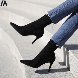 Botas de tobillo negro Martin nuevas botas de tacón alto de otoño e invierno zapatos de mujer