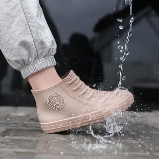 Hot SalesNew botas de lluvia mujer adulto tubo corto moda zapatos de agua estudiantes femeninos coreano lindo botas de lluvia impermeable trabajo zapatos de goma