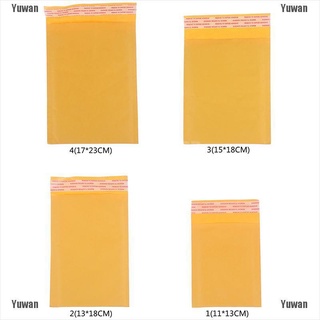<yuwan> 10pcs amarillo kraft bubble mailers sobres acolchados auto sellado bolsas de envío