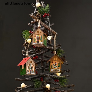 Ombn navidad LED luz de madera casa lindo árbol colgante adornos decoración de vacaciones BR