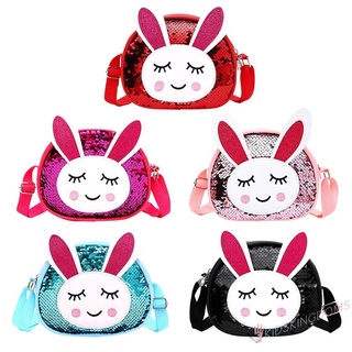 Pu Sling Bag conejo moda lentejuelas paquetes de niños niña Crossbody bolsos de hombro