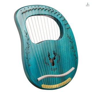 H & A Cega 16 Cuerdas Mejorada Lira Harp Portátil De Madera Maciza Arpa Instrumento Musical Con Llave De Afinación Azul Claro