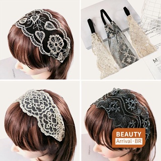 Belleza accesorios para el cabello cubierta gris flor tocado banda de pelo de encaje diadema ancha diadema