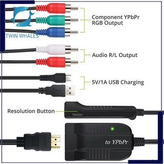 Convertidor compatible con HDMI a componente RGB 5 RCA YPbPr Video + R/L 1080P Audio (8)
