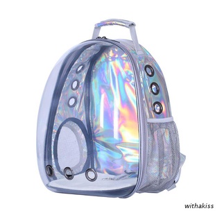 withakiss Holographic Breathable Astronaut Pet Cat Dog Puppy Carrier Outdoor Travel Bag Space Capsule Backpack