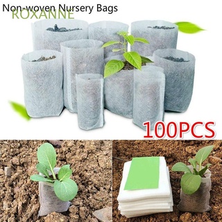 roxanne 100 bolsas de cultivo no tejidas macetas de vivero plantas vivero bolsas biodegradables orgánica ventilación ecológica tela plantación suministros de jardín