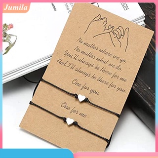 jumi_simple en forma de corazón hilo de cera tejer bendición tarjeta amantes pulsera set de regalo
