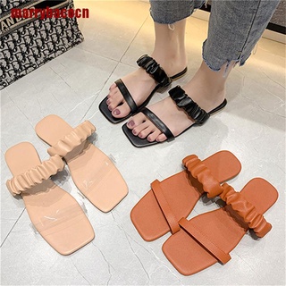 [Marrb] sandalias de mujer dedo del pie abierto zapatillas planas moda sólido al aire libre nuevo zapatos de verano RRY