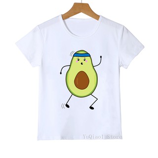 Verano harajuku kawaii aguacate impresión gráfico bebé niños niñas ropa niño vegano camiseta niños divertidos Avo-cardio top