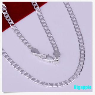 [Bigapple] collar de cadena plana lateral de plata de ley 925 para hombres de 4 mm