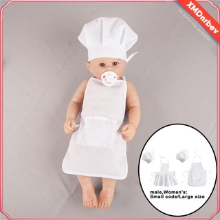 Fotografía Prop Bebé Chef Trajes Blanco Delantal Y Sombrero kit Para Cocinar Niños Pequeños Hornear Delantales Disfraz