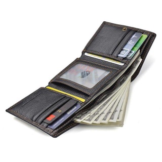 Id tarjeta de crédito RFID bloqueo de los hombres corto cartera cuadrada cartera triple moda titular de la tarjeta