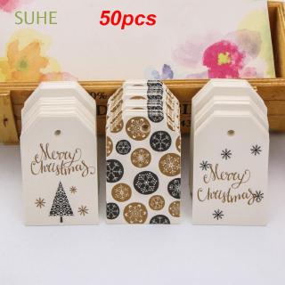 SUHE 50pcs tarjetas de fiesta decoración de navidad suministros de envoltura de papel Kraft etiqueta Kraft (1)