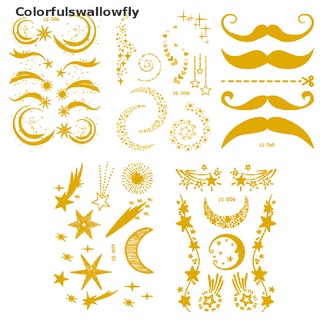 colorfulswallowfly tatuaje dorado cara brillante maquillaje pegatina temporal cuerpo desechable tatuaje pegatina csf