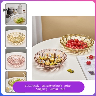 [joomstore] Plato redondo de aperitivos decorativos pulidos platos de frutas transparentes para el hogar