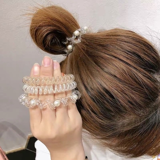 Banda de goma elástica estilo coreano cola de caballo diadema cuerda para el cabello perla horquilla accesorios para el cabello de doble uso (2)