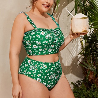 *DMGO*=Women Plus Size Sexy Two-Piece Bikini Printing Swimwear Swimsuit Beachwear Set