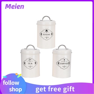 Meien - juego de 3 tarros de almacenamiento de cocina, azúcar, café, té, recipiente sellado