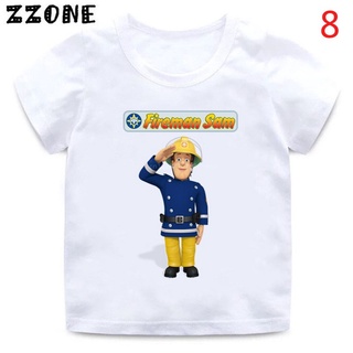 Nuevo verano bebé niños camiseta bombero Sam de dibujos animados de impresión de los niños camisetas divertido bombero niños niñas Tops ropa