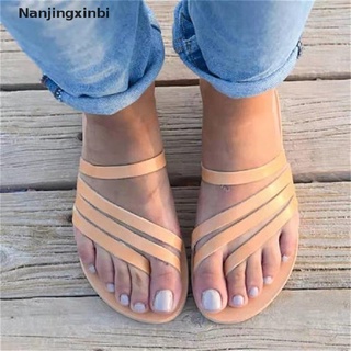 [nanjingxinbi] mujeres estilo roma verano sandalias planas fondo suave gladiador sandalias zapatos de playa más el tamaño [caliente]