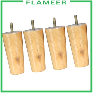 [Flameer] 4 piezas en forma de cono de eucalipto muebles de madera maciza sofá patas negro 4*6*10 cm (5)