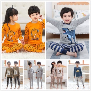 2-15Años niños pijamas niño niña de dibujos animados pijamas conjunto de niño de manga larga 100% algodón ropa de dormir conjunto (1)