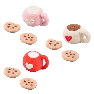 TH 3Pcs DIY Baby Wool Felt Milk Tea Cup+Cookies Decoration Newborn Photography Prop (1)