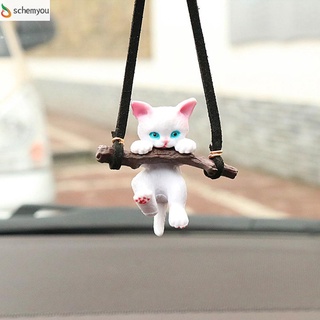 schemyou nuevo diseño lindo rama gato regalo para mujeres hombres creativo coche colgante auto interior accesorios auto decoración interior accesorios gato con rama colgante decoración (1)