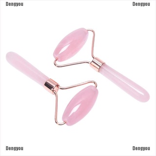 <dengyou> rodillo de cristal de cuarzo rosa masajeador de elevación de arrugas facial cuidado de la piel herramienta de belleza