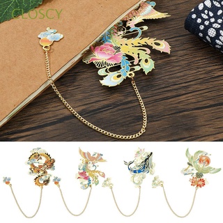 CLOSCY School Office Supplies Book Clip Chinese style Painted Brass Bookmark Pendant Student Gift Tassel Stationery Metal Retro Pagination Mark