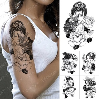 impermeable temporal tatuaje pegatina japonesa prajna geisha flash tatuajes grúa peonía guerrero cuerpo arte brazo falso