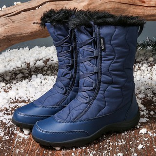 Botas de nieve para mujer de invierno impermeables botas de algodón antideslizantes zapatos para mujer cálidos de tubo medio y grueso terciopelo a prueba de agua (4)
