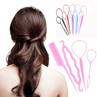 4 unids/set mujeres hair styling tool twist clip bun maker plait ponytail accesorios