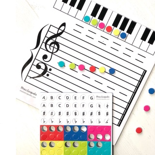 [ninkan] 1 juego de música magnética de la junta del personal de papel borrable agradable teoría musical instrucción pizarra blanca juguete para niños (2)
