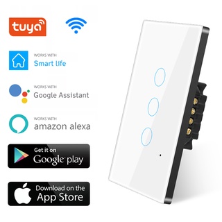 tuya Wifi Smart Light Touch Switch 100-250V life/tuay APP Control Remoto Trabajo Con alexa Google home US PW (2)