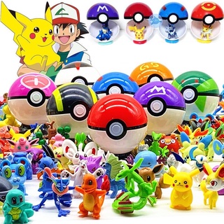 12 Unids/Set PVC pokeball Lindo pokemon Figuras Juguetes Para Niños Pikachu Japón Anime Ball go